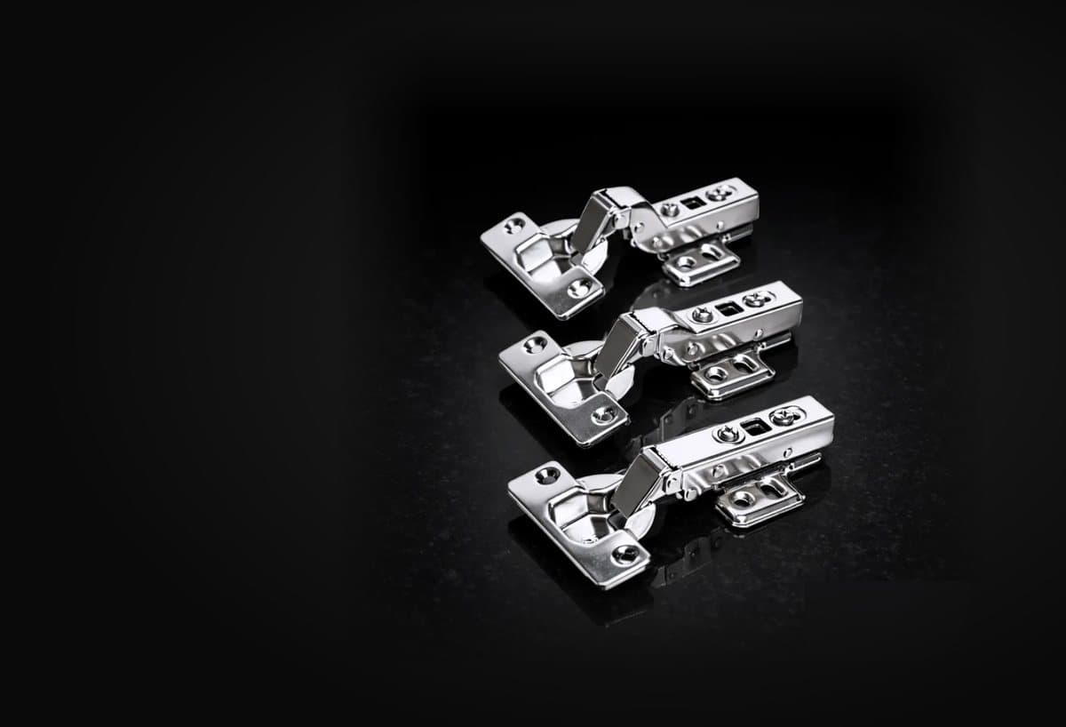 Ba bản lề giảm chấn inox 304 Duraval D6106 trên nền tối