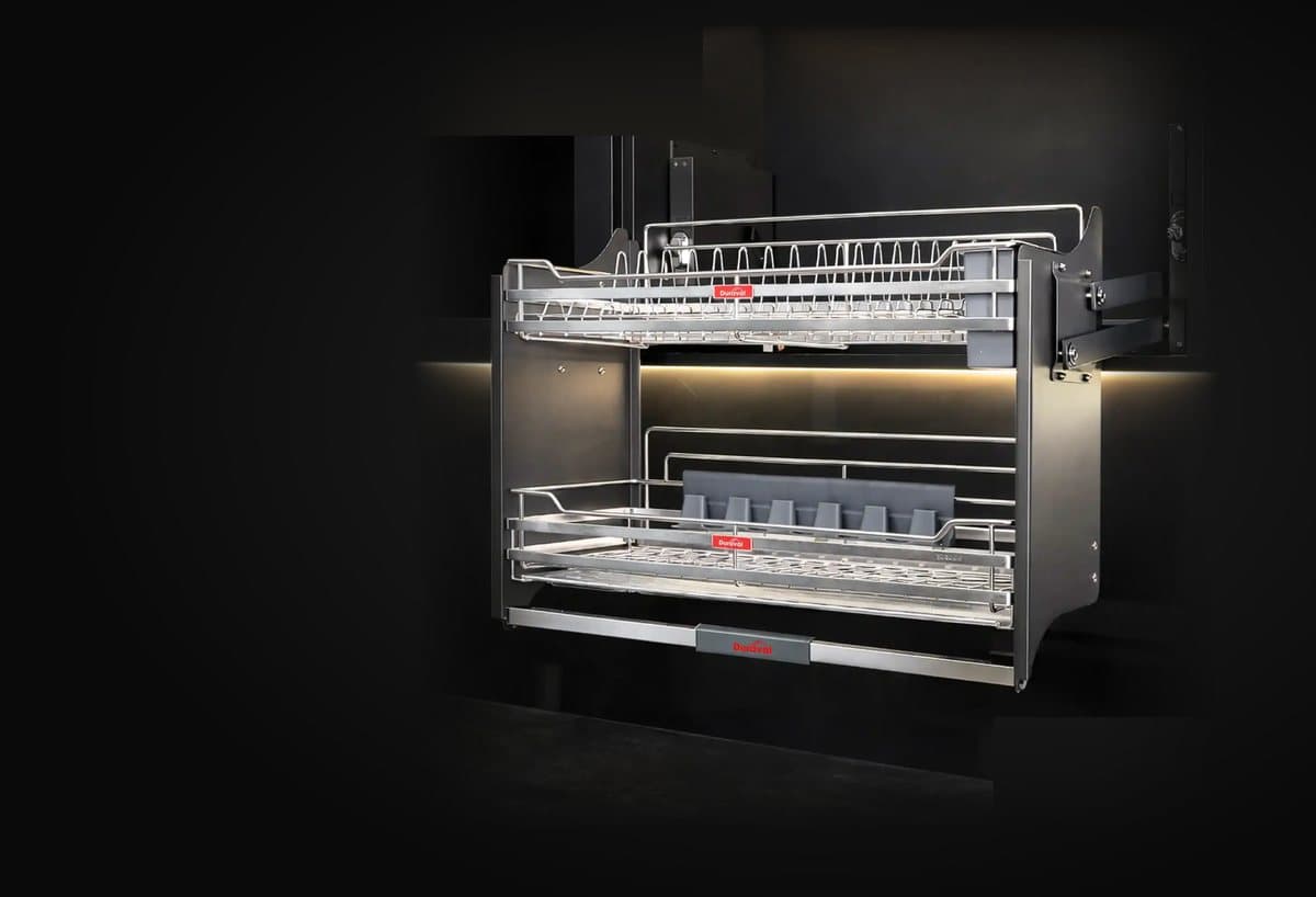 Giá bát nâng hạ inox 304 Duraval D6259 trên nền tối
