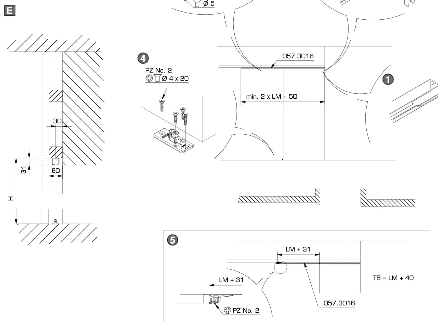 Ô E, mặt cắt và phần số 1, 4, 5, tờ 788.2000.232 trang 3