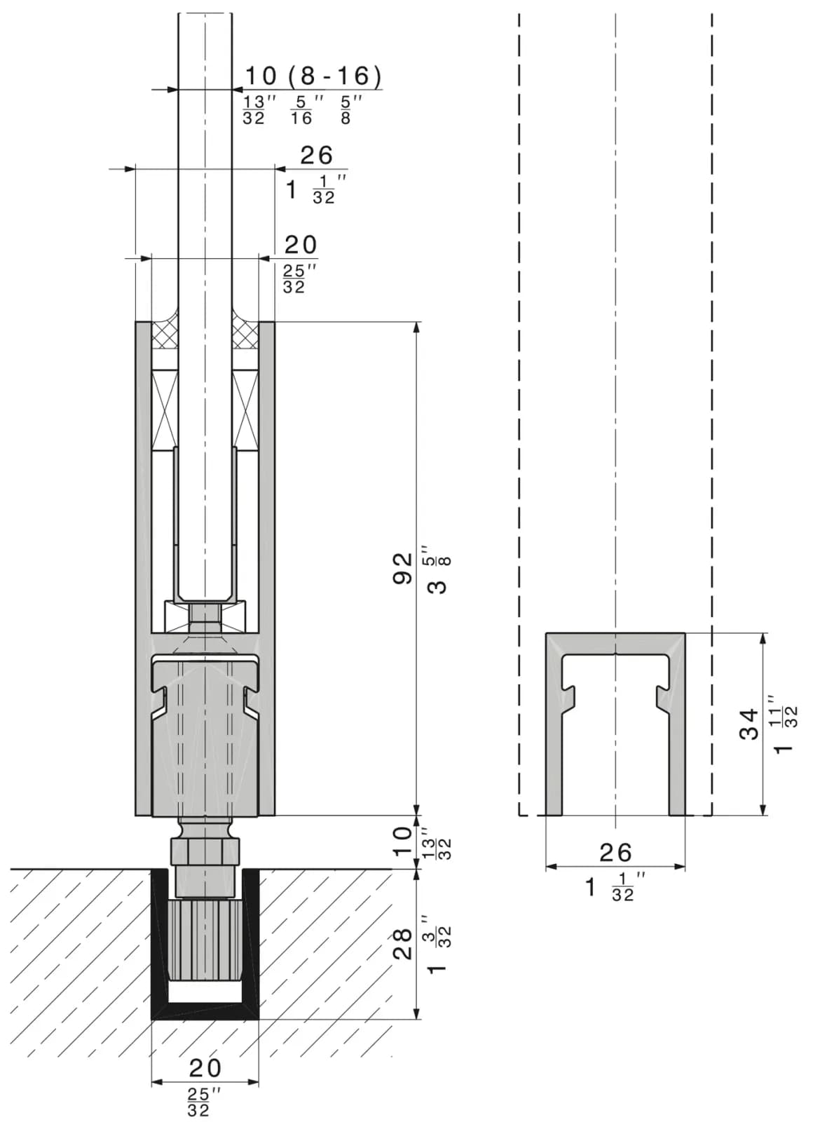 Mặt cắt dẫn hướng dưới và ray dẫn hướng sàn, trang 4 tờ 12410