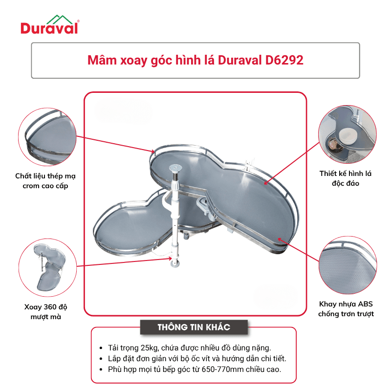 Mâm xoay góc hình lá Duraval D6292