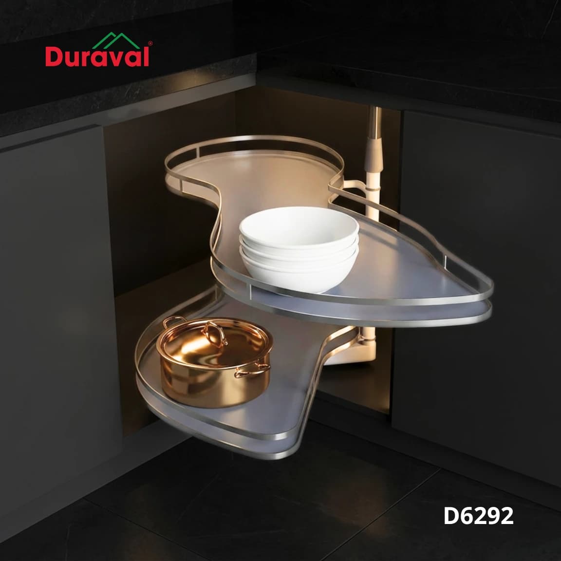 Mâm xoay góc hình lá Duraval D6292