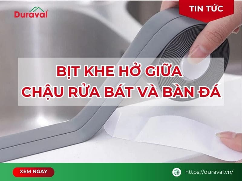 Bịt khe hở giữa chậu rửa bát và bàn đá