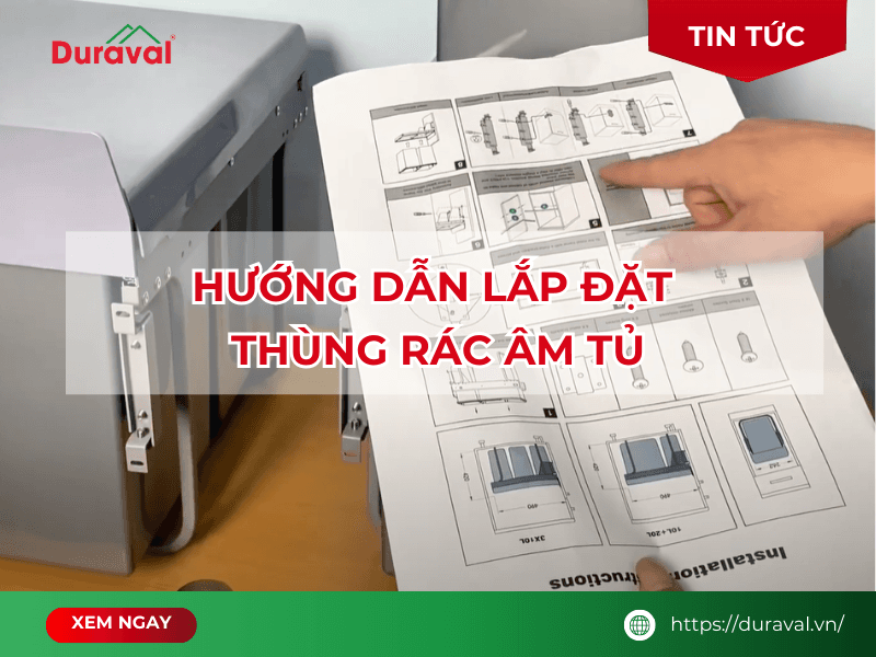 Hướng dẫn lắp thùng rác âm tủ bếp