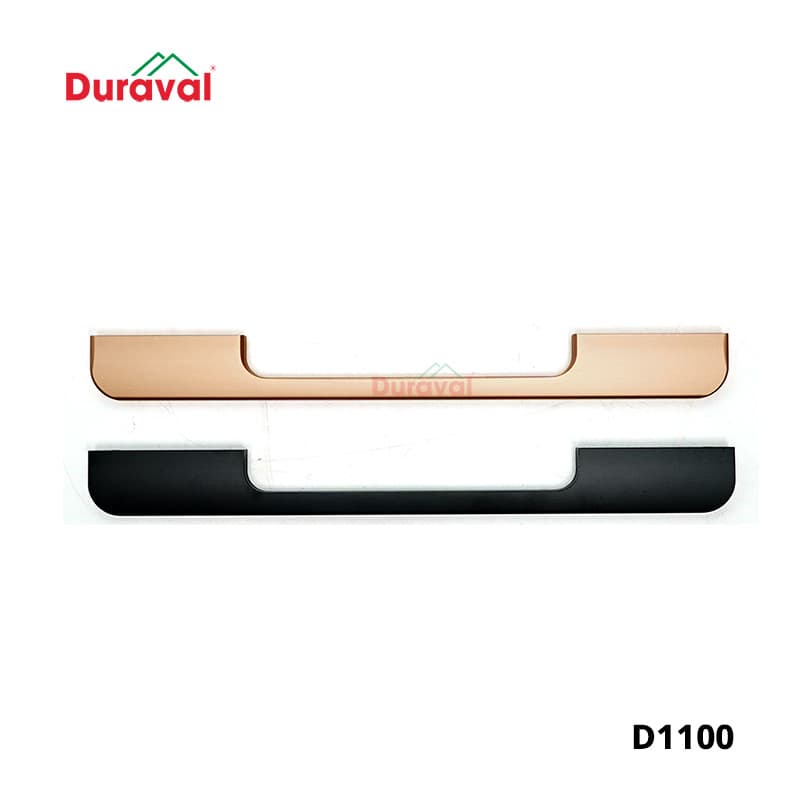 Tay nắm tủ Duraval D11 dáng chữ C bo tròn, hai màu vàng gold và đen