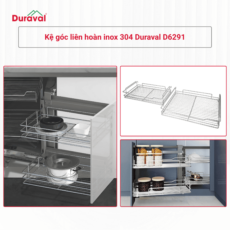Kệ góc liên hoàn inox 304 Duraval D6291