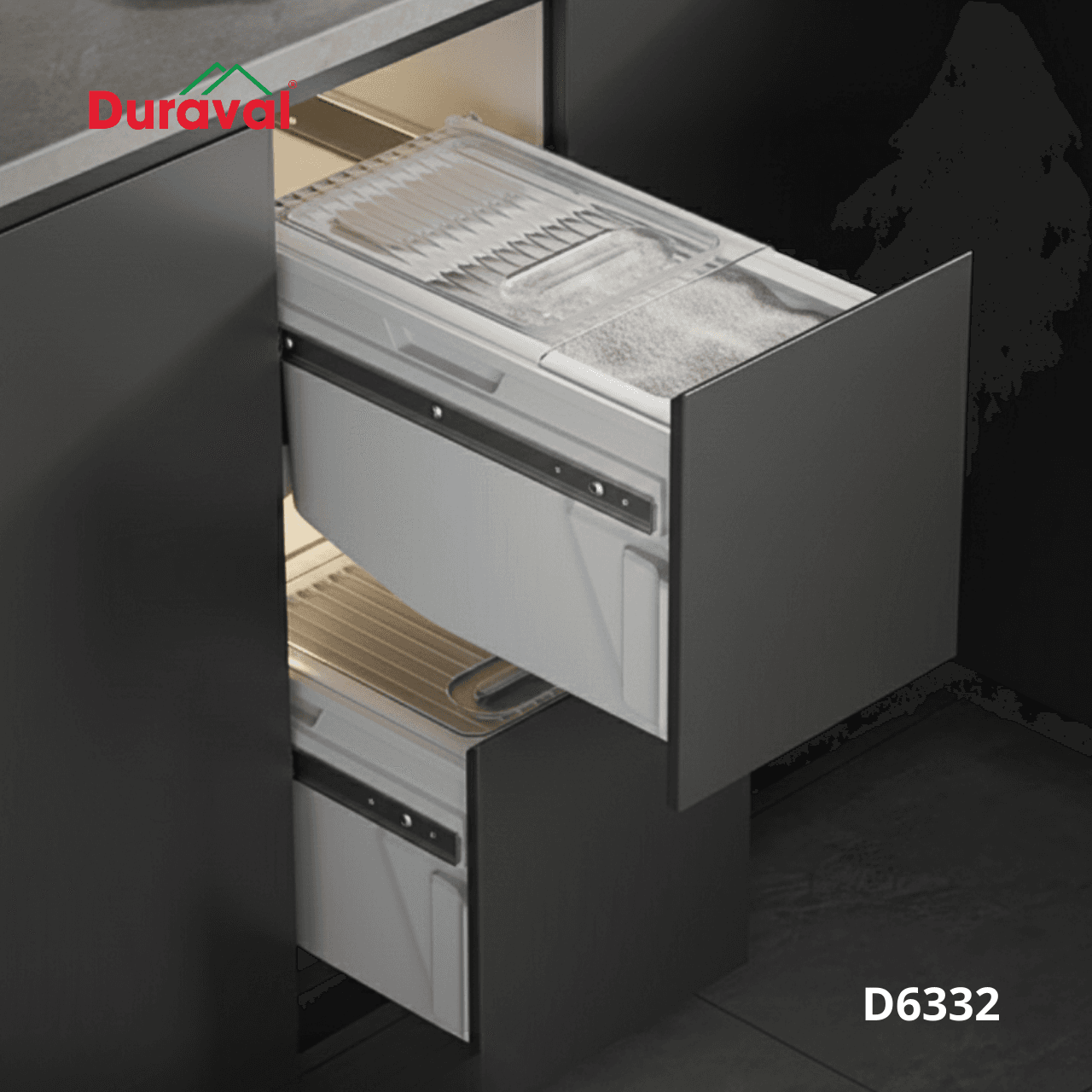 Thùng gạo âm tủ Duraval D6332