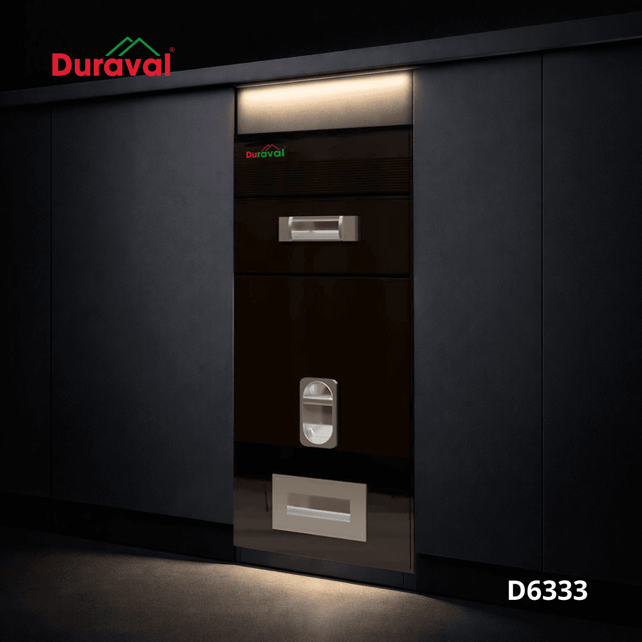 Thùng gạo mặt kính vỏ inox Duraval D6333