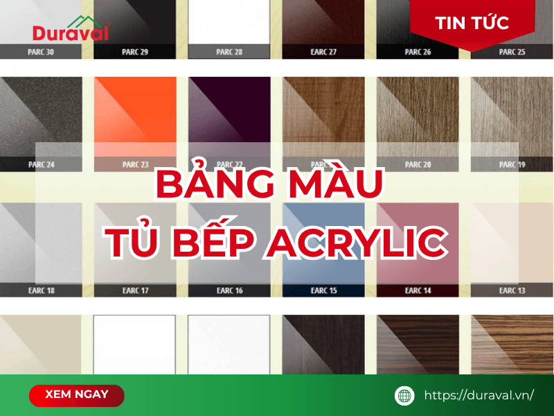 Bảng màu tủ bếp acrylic