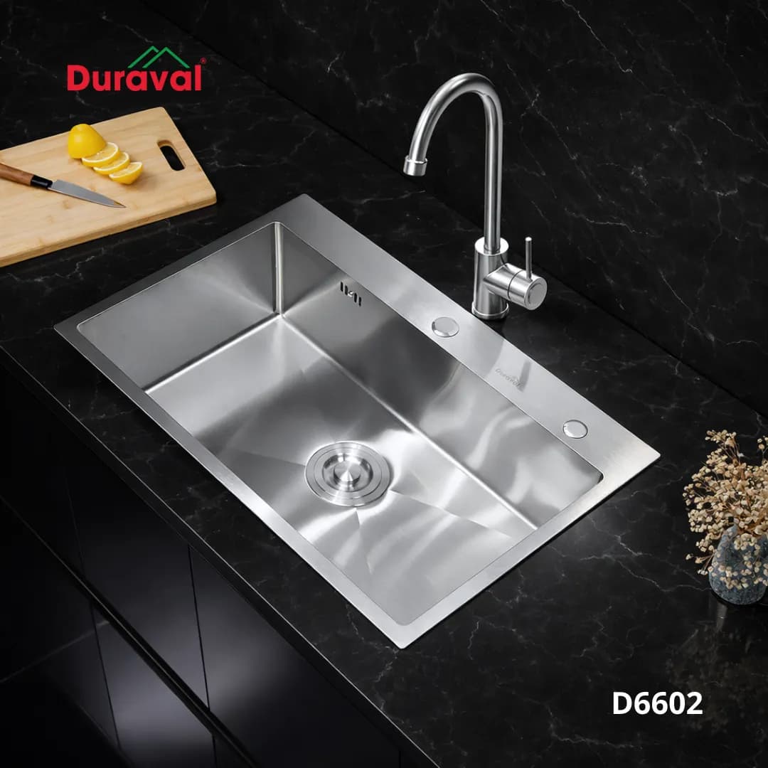 Chậu rửa 1 hố inox 304 Duraval D6602