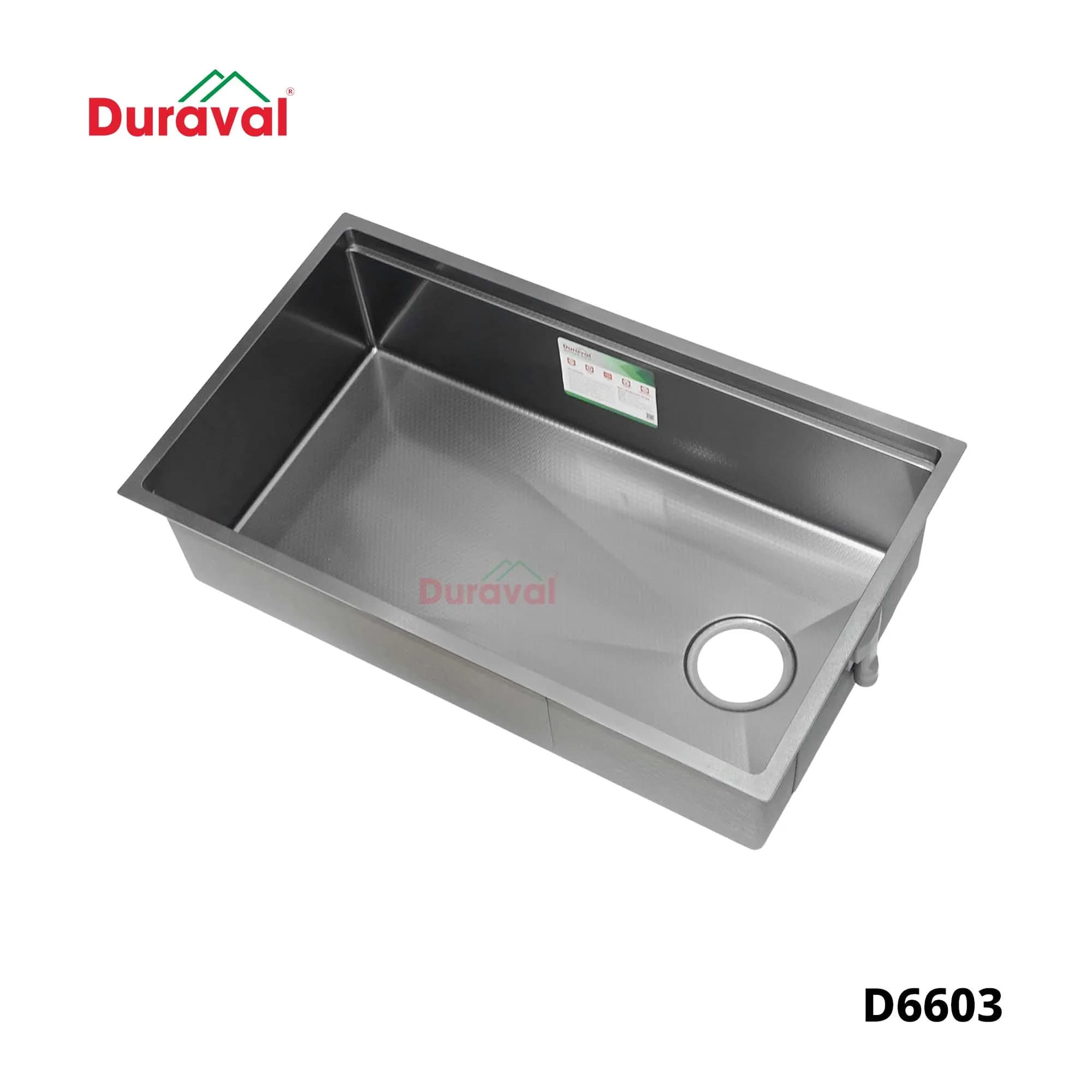 Chậu rửa 1 hố inox 304 Duraval D6603