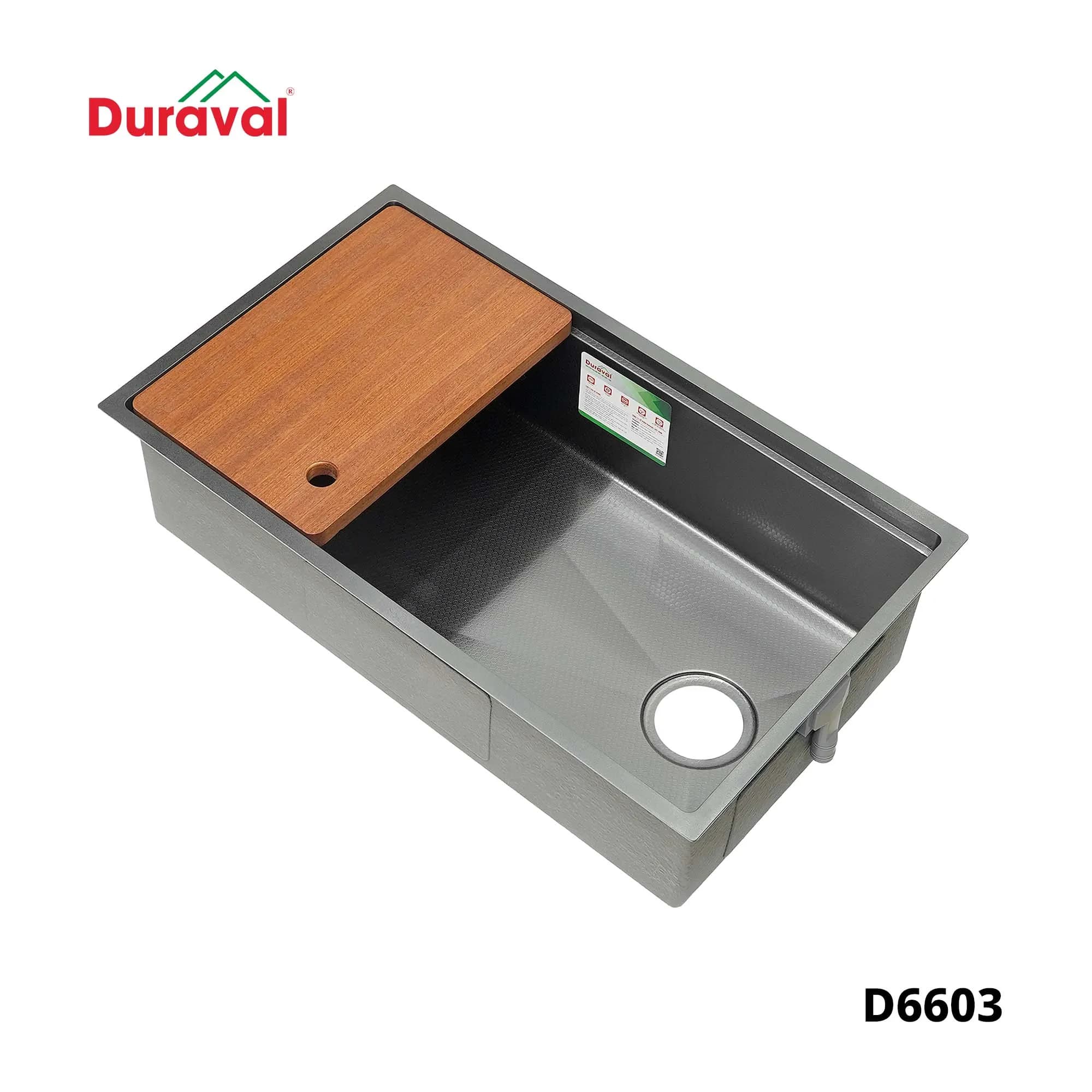 Chậu rửa 1 hố inox 304 Duraval D6603
