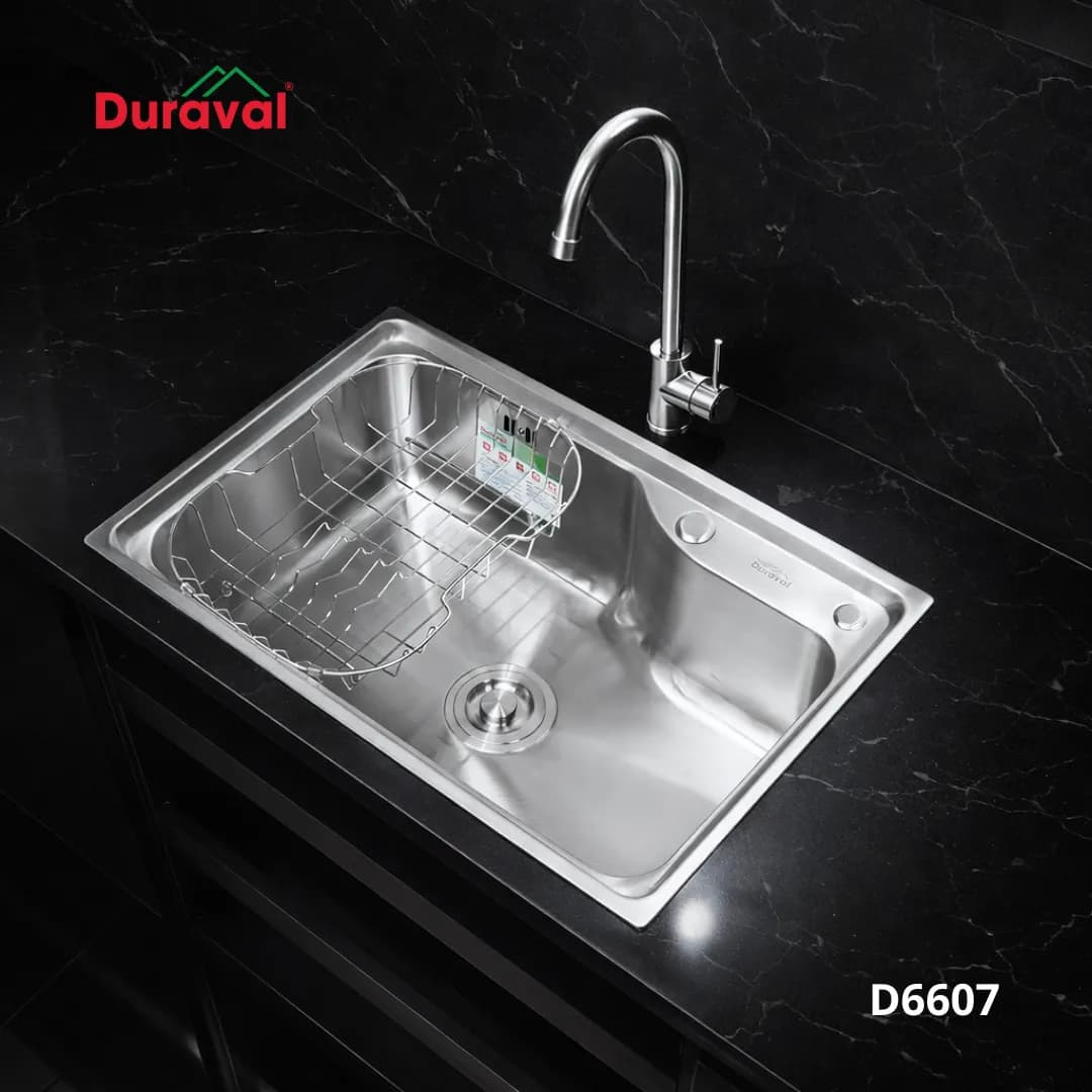 Chậu rửa 1 hố inox 304 Duraval D6607