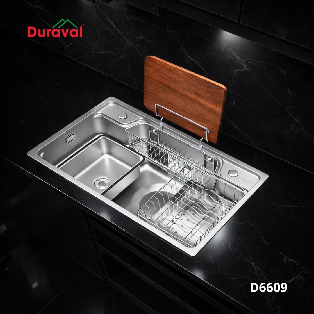 Chậu rửa 1 hố inox 304 Duraval D6609