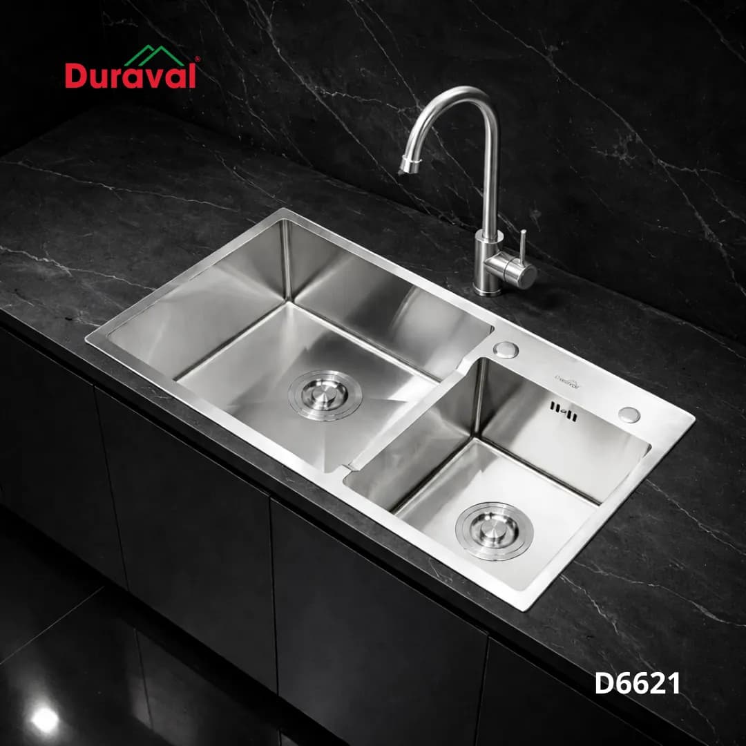 Chậu rửa bát 2 hố inox 304 Duraval D6621
