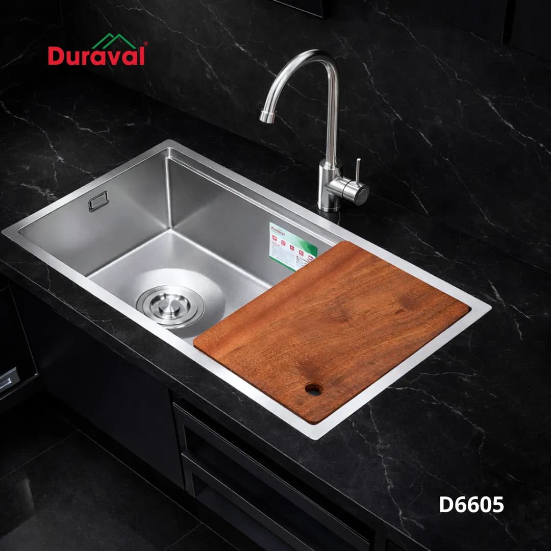 Chậu rửa 1 hố inox 304 Duraval D6605