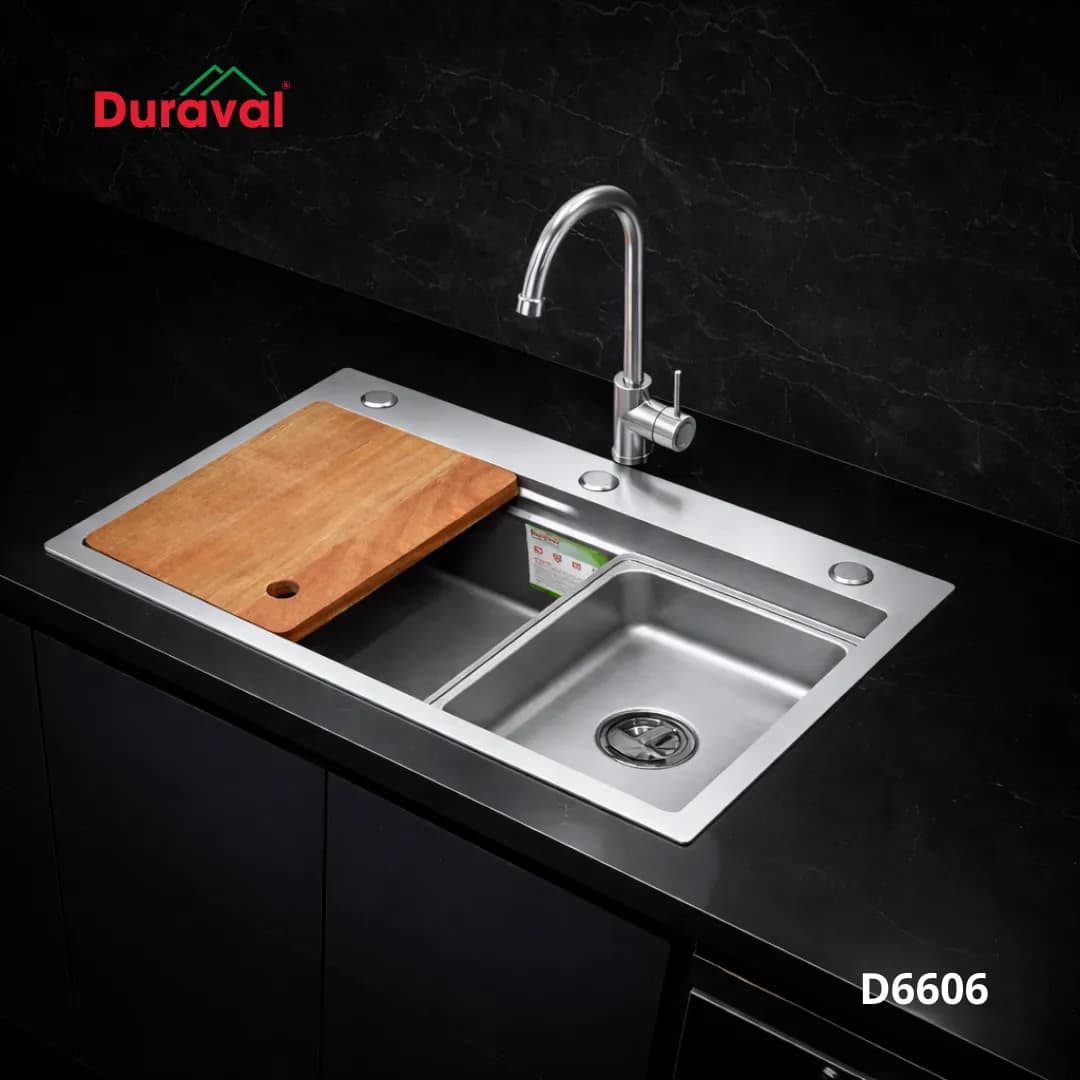 Chậu rửa 1 hố inox 304 Duraval D6606