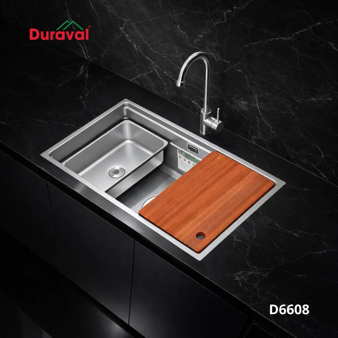 Chậu rửa 1 hố inox 304 Duraval D6608