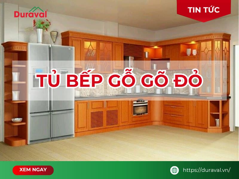tủ bếp gỗ gõ đỏ
