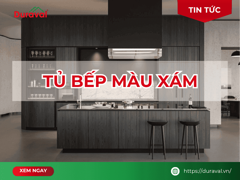 Tủ bếp màu xám