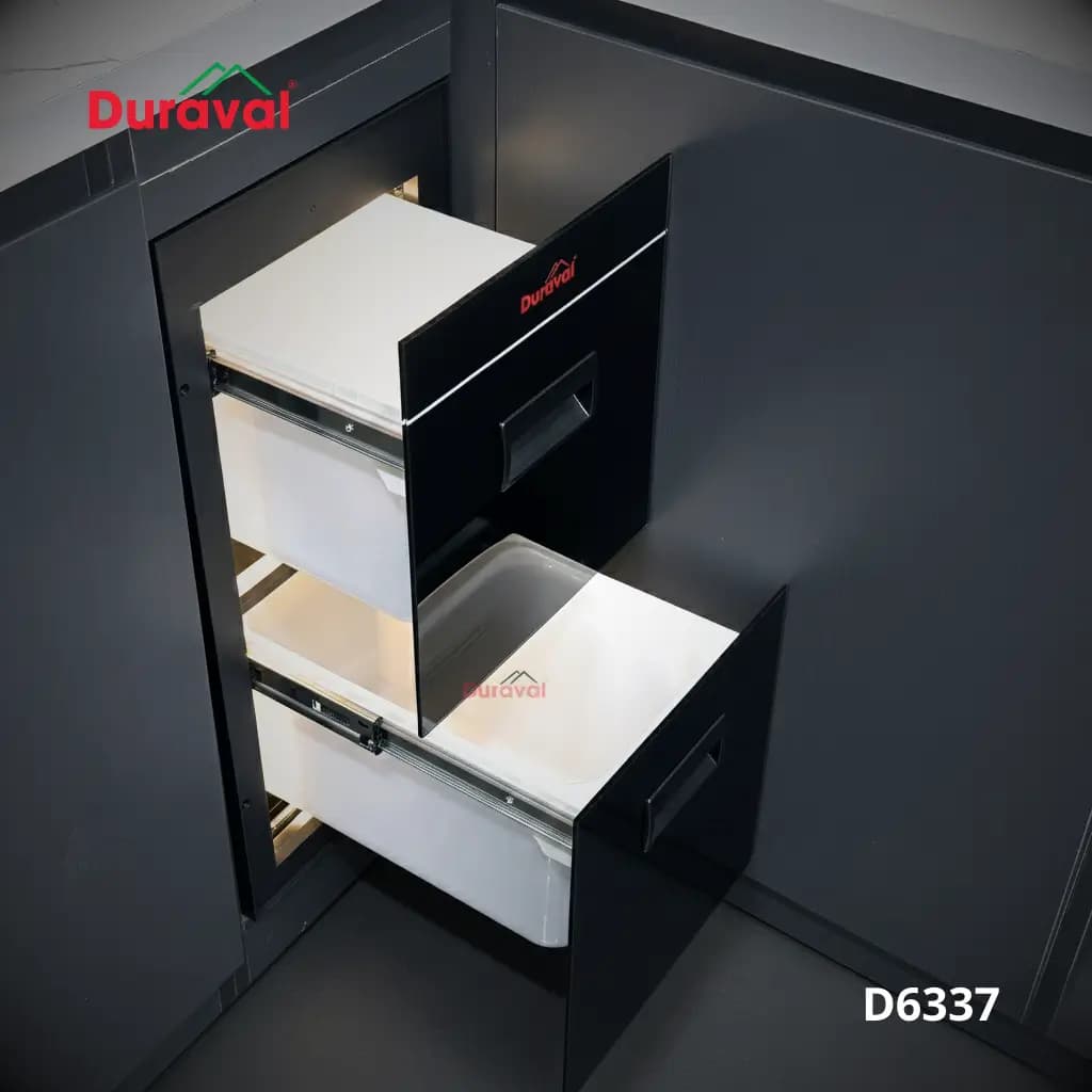 Thùng gạo mặt kính hai ngăn Duraval D6337
