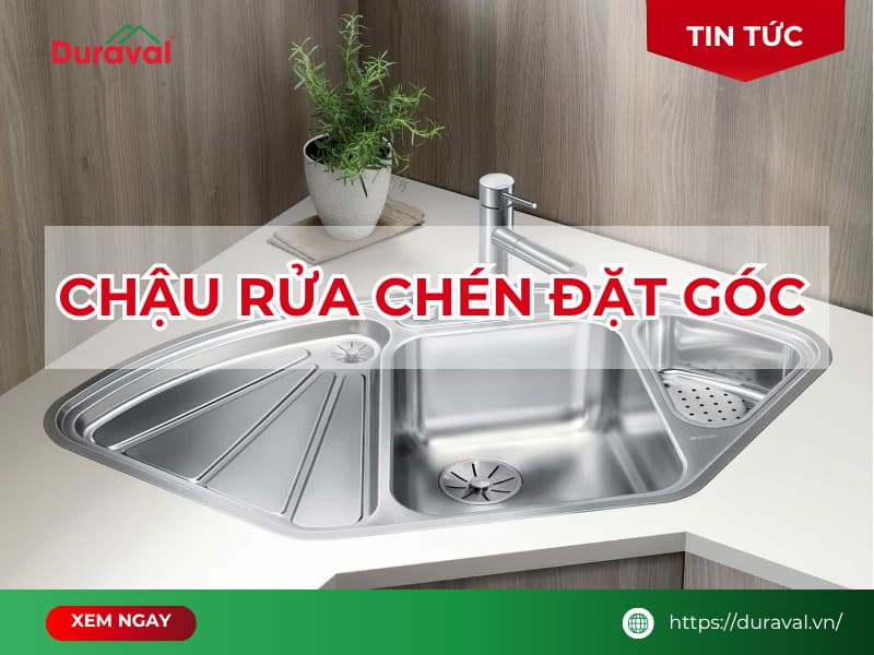 chậu rửa chén đặt góc