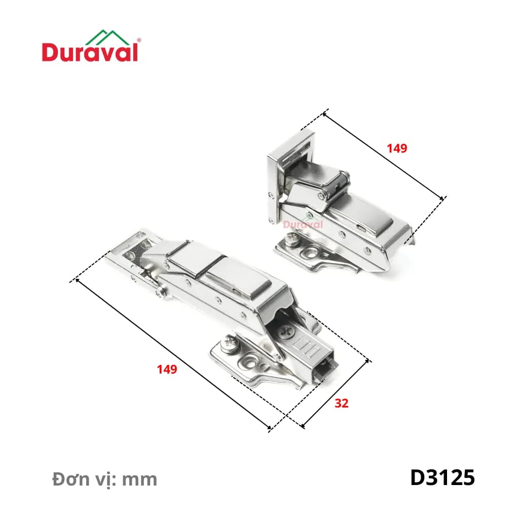Bản lề cánh kính mở 110 độ D3125 Duraval