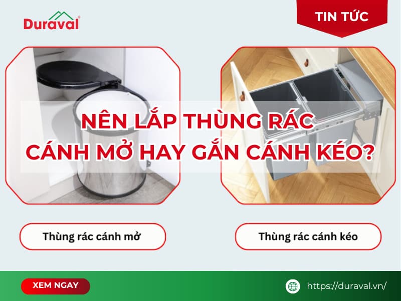 Nên lắp thùng rác cánh mở hay cánh kéo