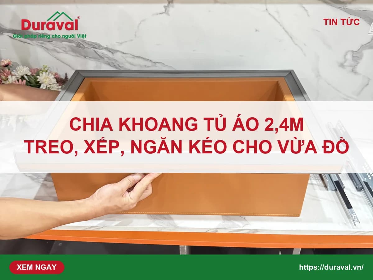 Ngăn kéo da chia khoang tủ áo Duraval Mimosa H251 kéo ra trên ray giảm chấn