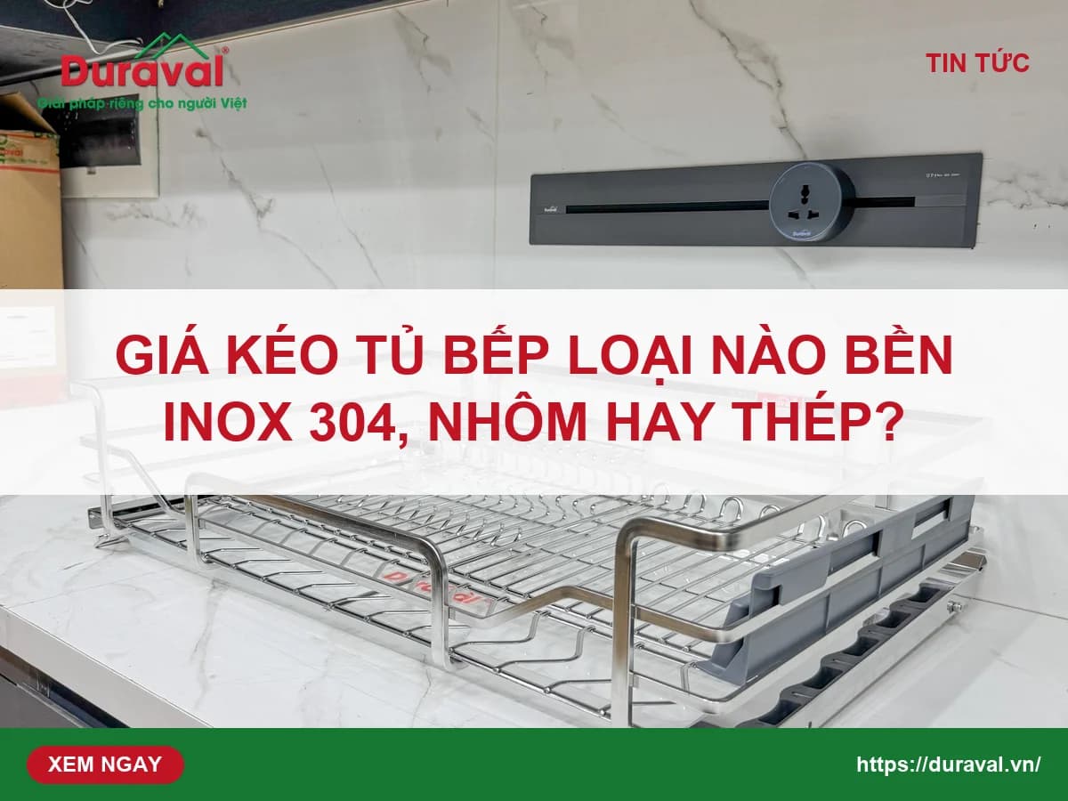 Giá kéo inox 304 nan oval Duraval D6273V2 lắp trong tủ bếp dưới