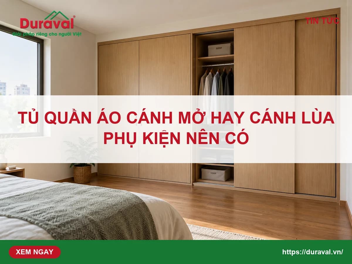 Tủ quần áo âm tường phòng ngủ có phần cánh mở và phần cánh lùa