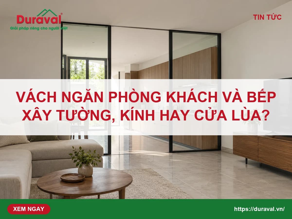 Vách ngăn bếp và phòng khách bằng cửa lùa kính khung đen trong nhà phố