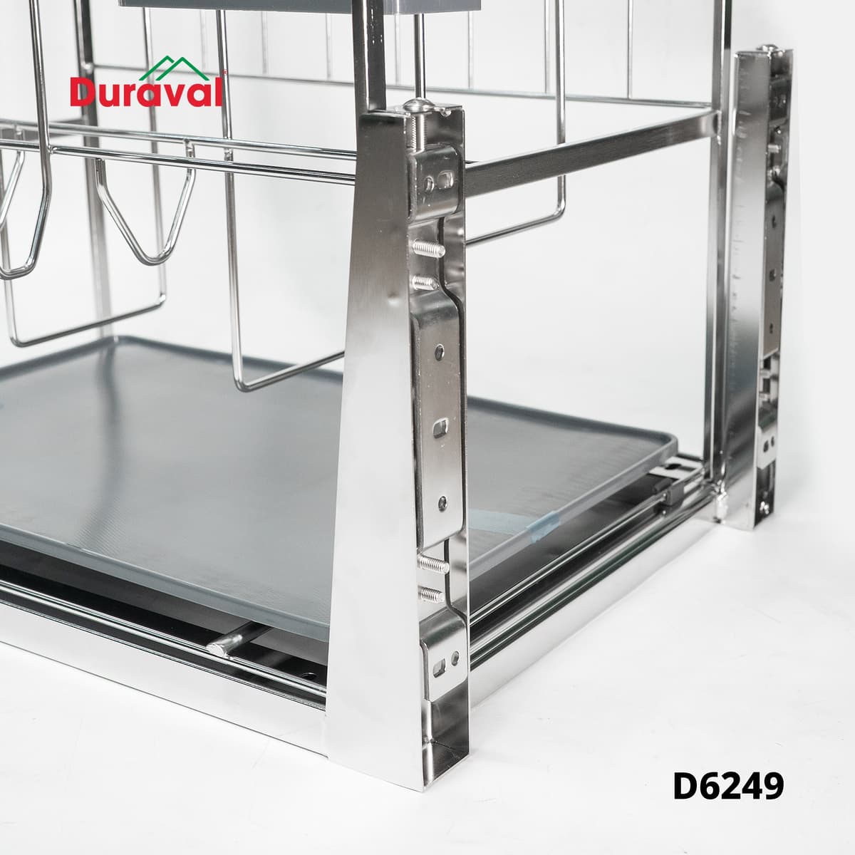 Ray giảm chấn, bas và khay hứng nước của giá dao thớt Duraval D6249