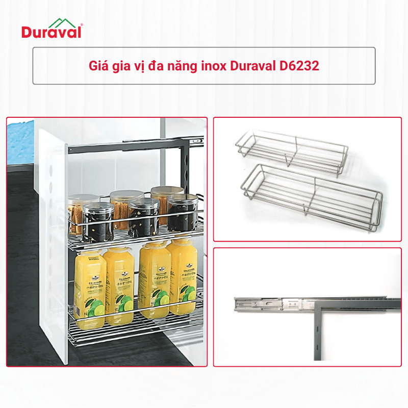 Giá gia vị đa năng inox Duraval D6232
