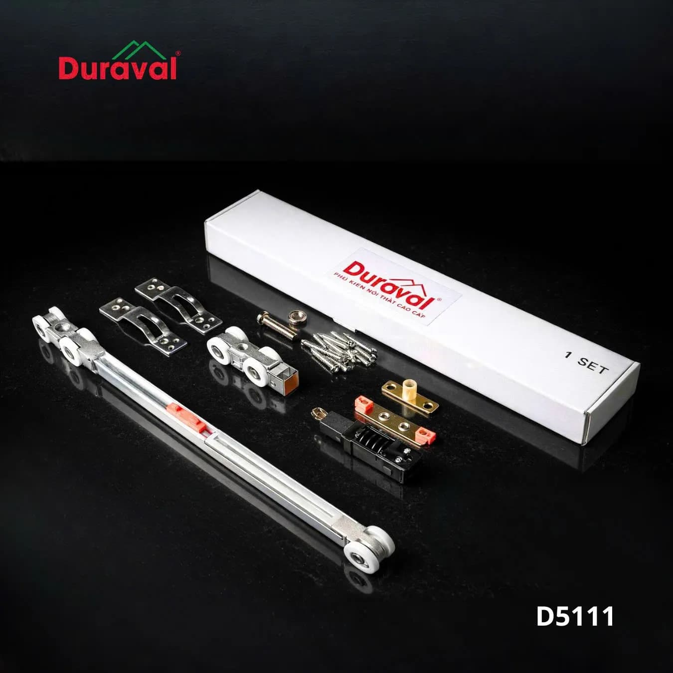 Bộ ray trượt cửa lùa giấu cánh Duraval D5111