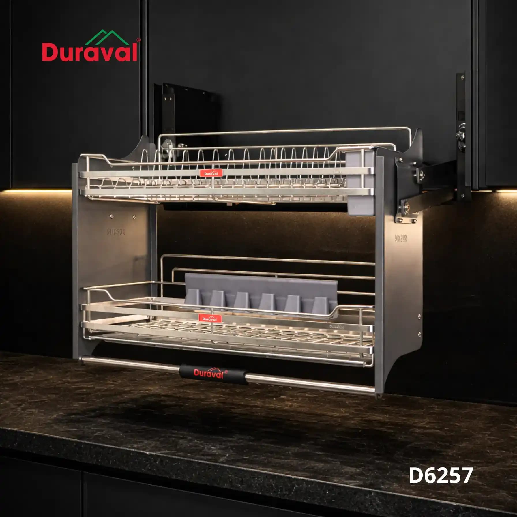 Giá bát nâng hạ vách nan inox 304 Duraval D6257