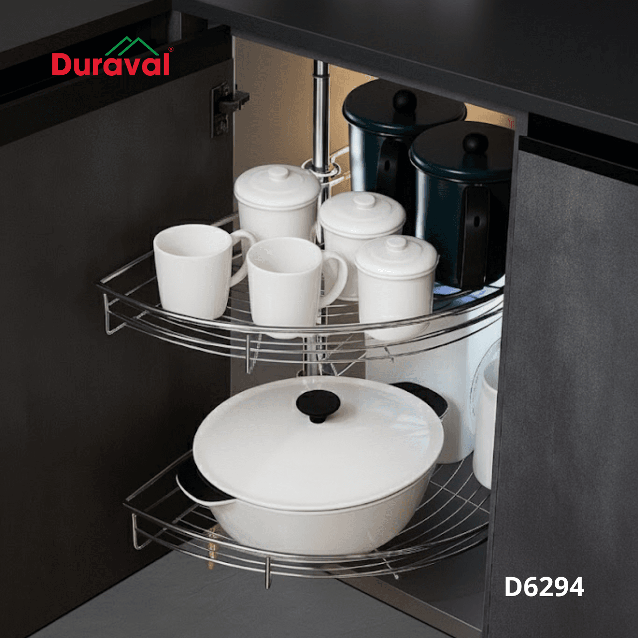 Kệ góc xoay 180 độ inox 304 Duraval D6294