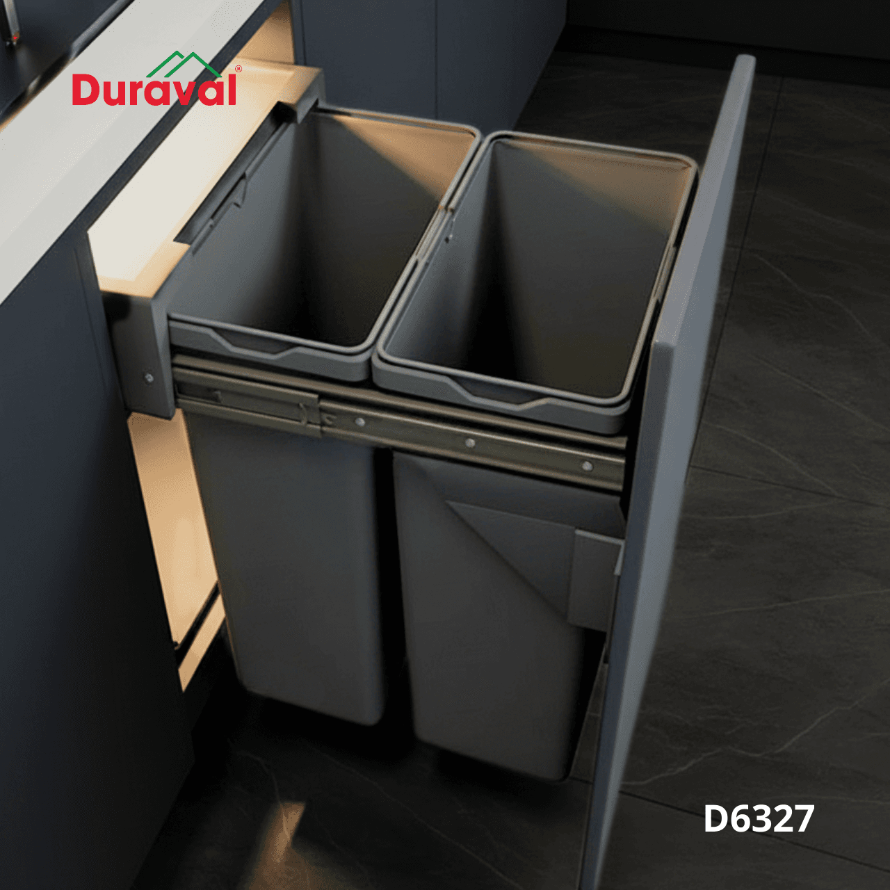 Thùng rác hai ngăn liền cánh Duraval D6327