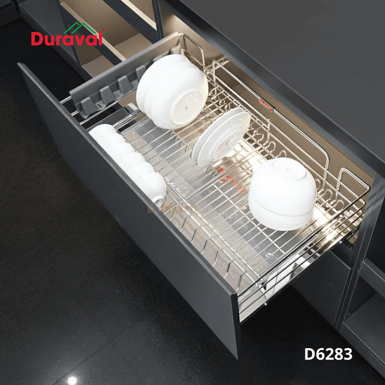 Giá bát đĩa đa năng nan oval inox 304 Duraval D6283