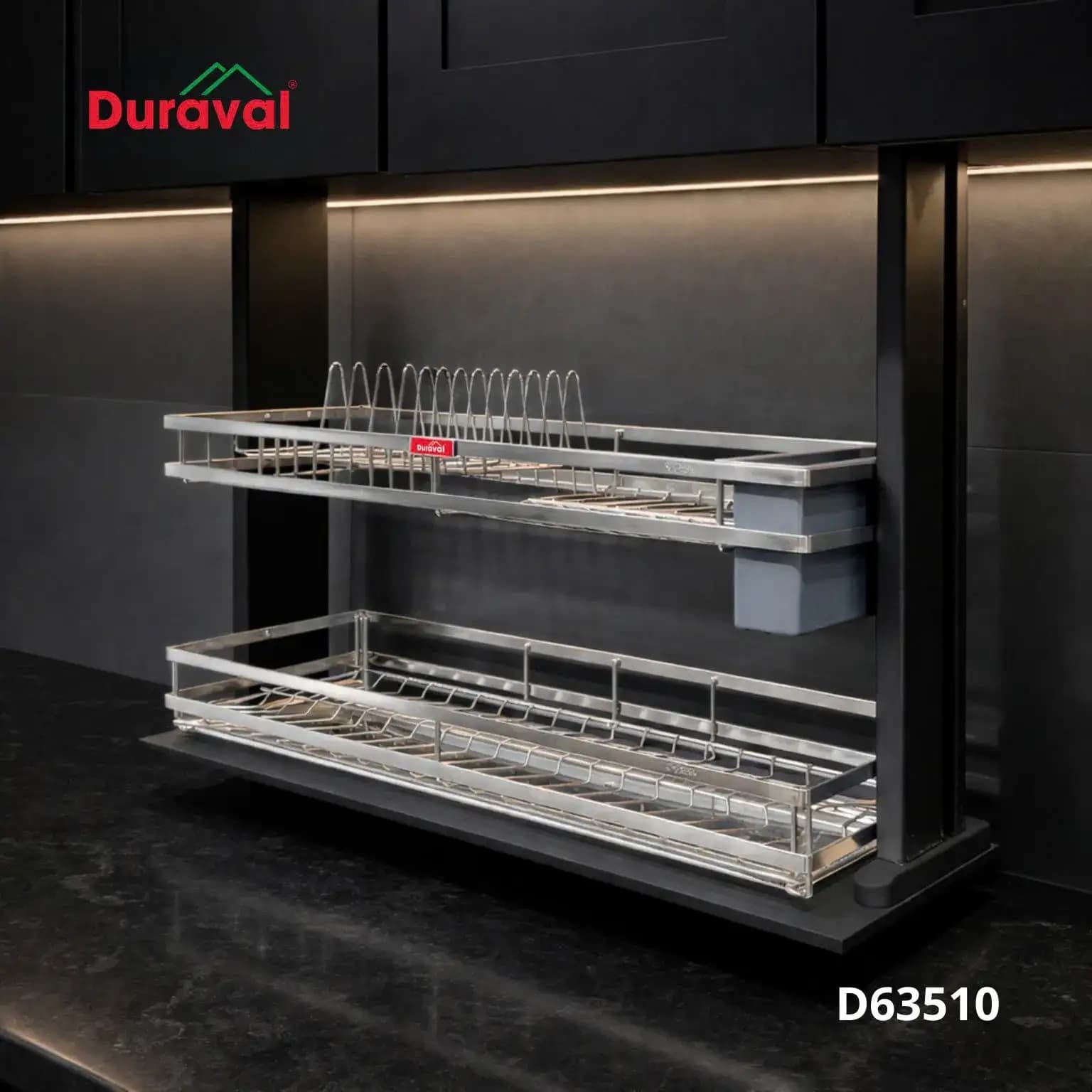 Giá bát nâng hạ điện inox 304 Duraval D63510