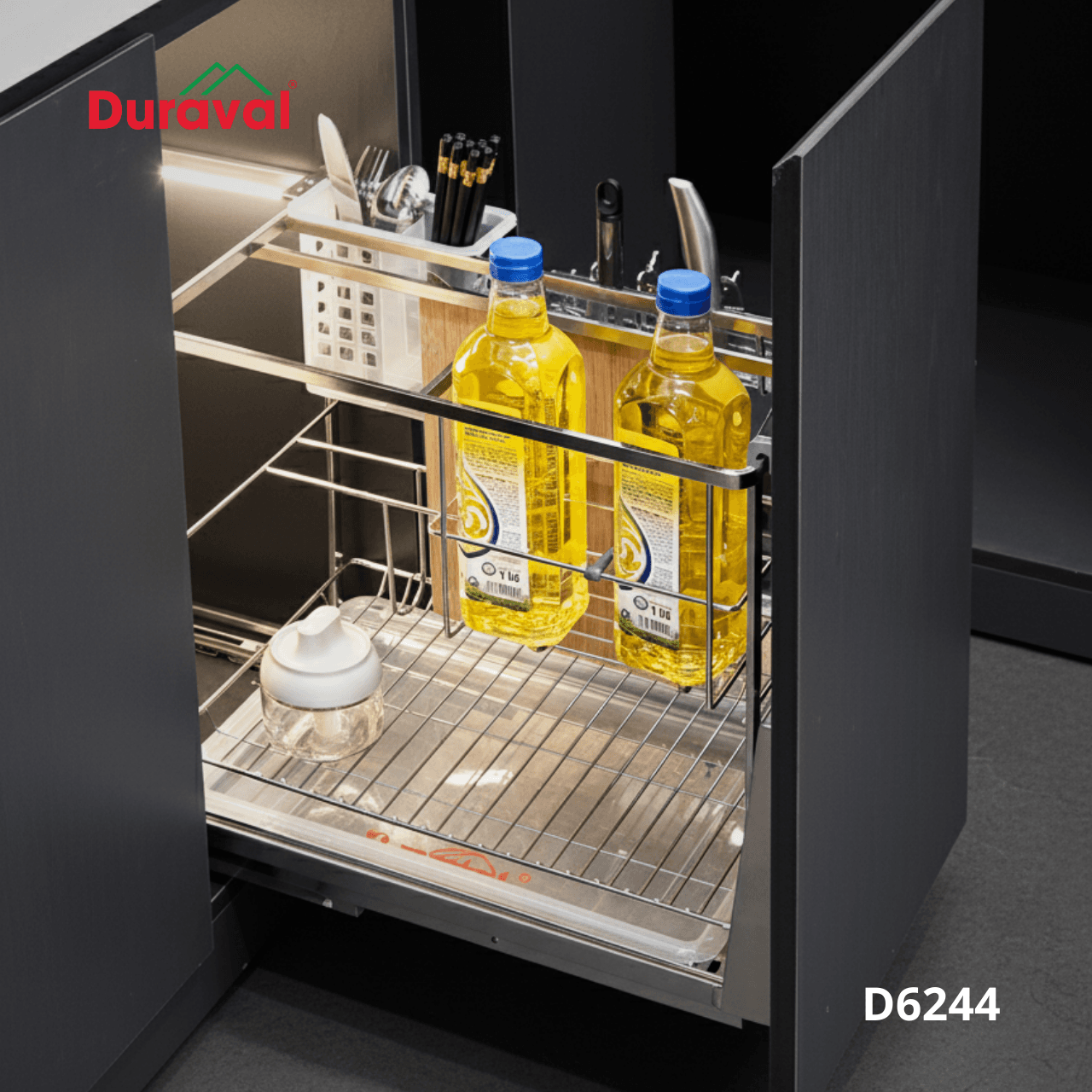 Giá dao thớt đa năng inox 304, Ray chống gỉ Duraval D6244
