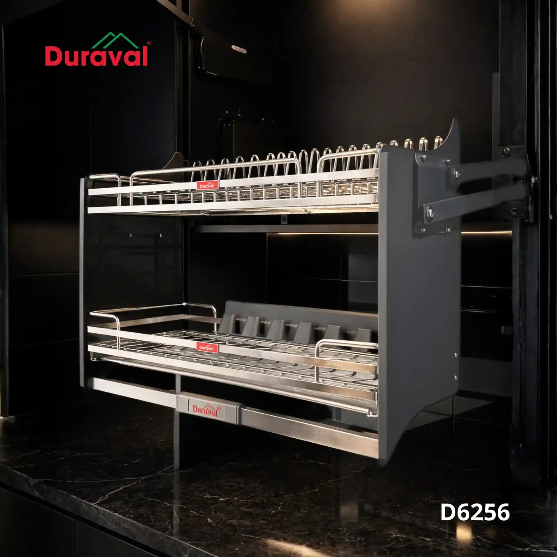 Giá bát nâng hạ nan oval inox 304 Duraval D6256