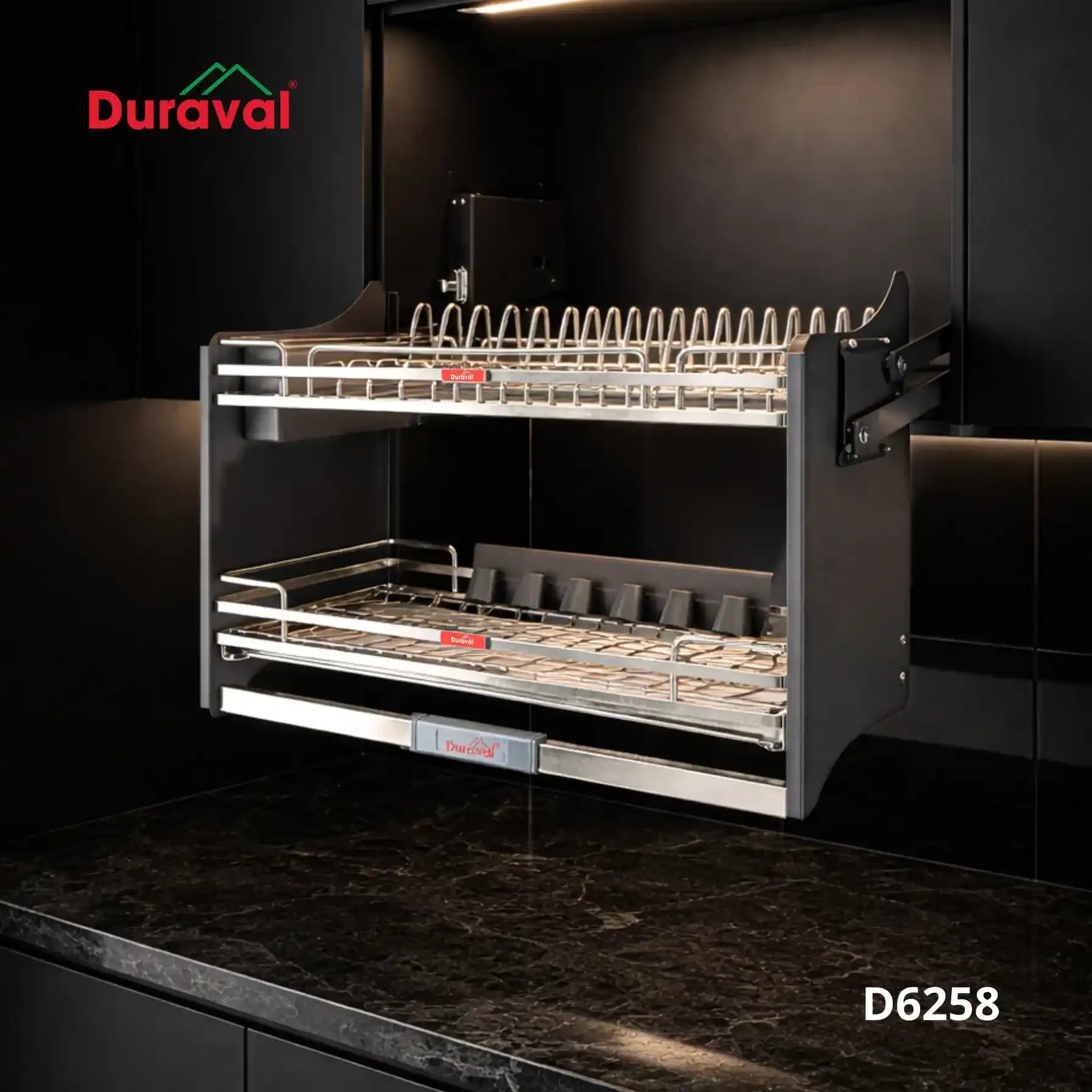 Giá bát nâng hạ nan oval inox 304 Duraval D6258