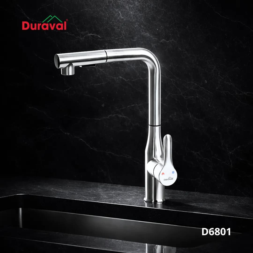 Vòi rửa bát cảm ứng Inox 304 nóng lạnh Duraval D6801