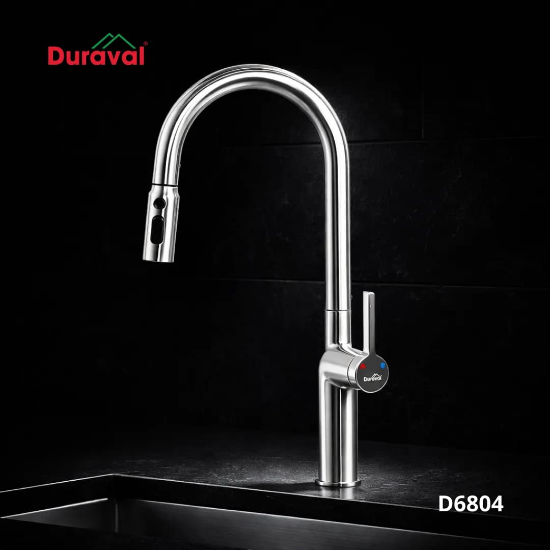 Vòi rửa bát Inox 304 nóng lạnh Duraval D6804