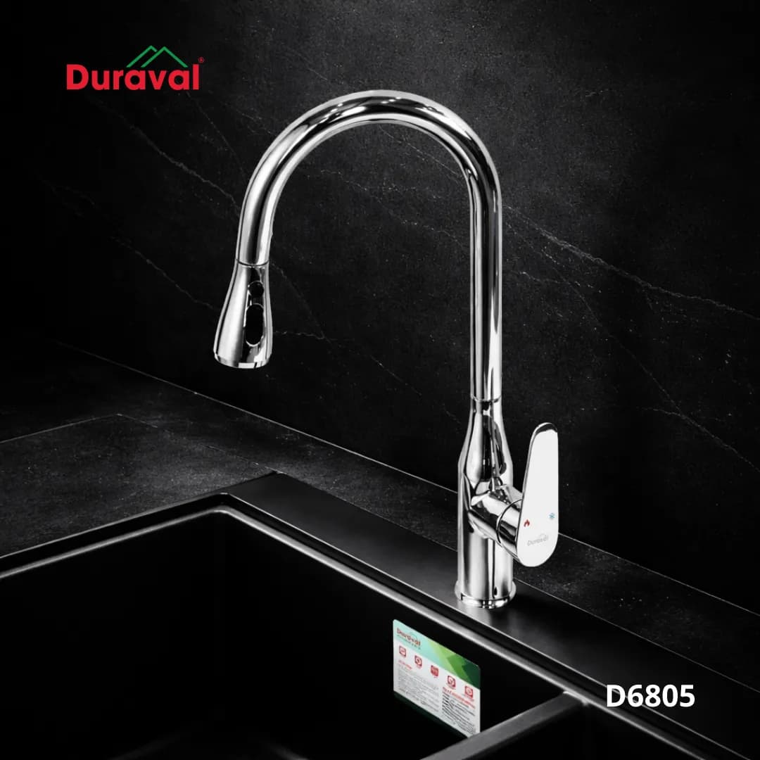 Vòi rửa bát Inox 304 nóng lạnh Duraval D6805
