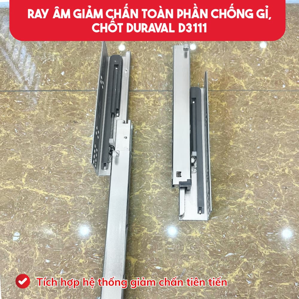 Ray âm giảm chấn toàn phần chống gỉ, chốt Duraval D3111