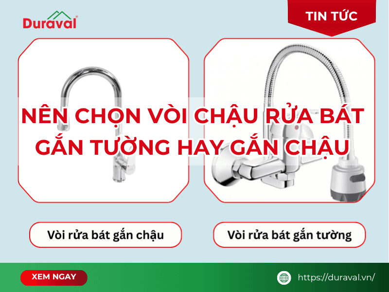 Nên chọn vòi chậu rửa bát gắn tường hay gắn chậu