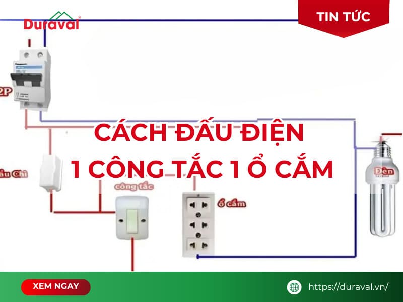 cách đấu điện 1 công tắc 1 ổ cắm