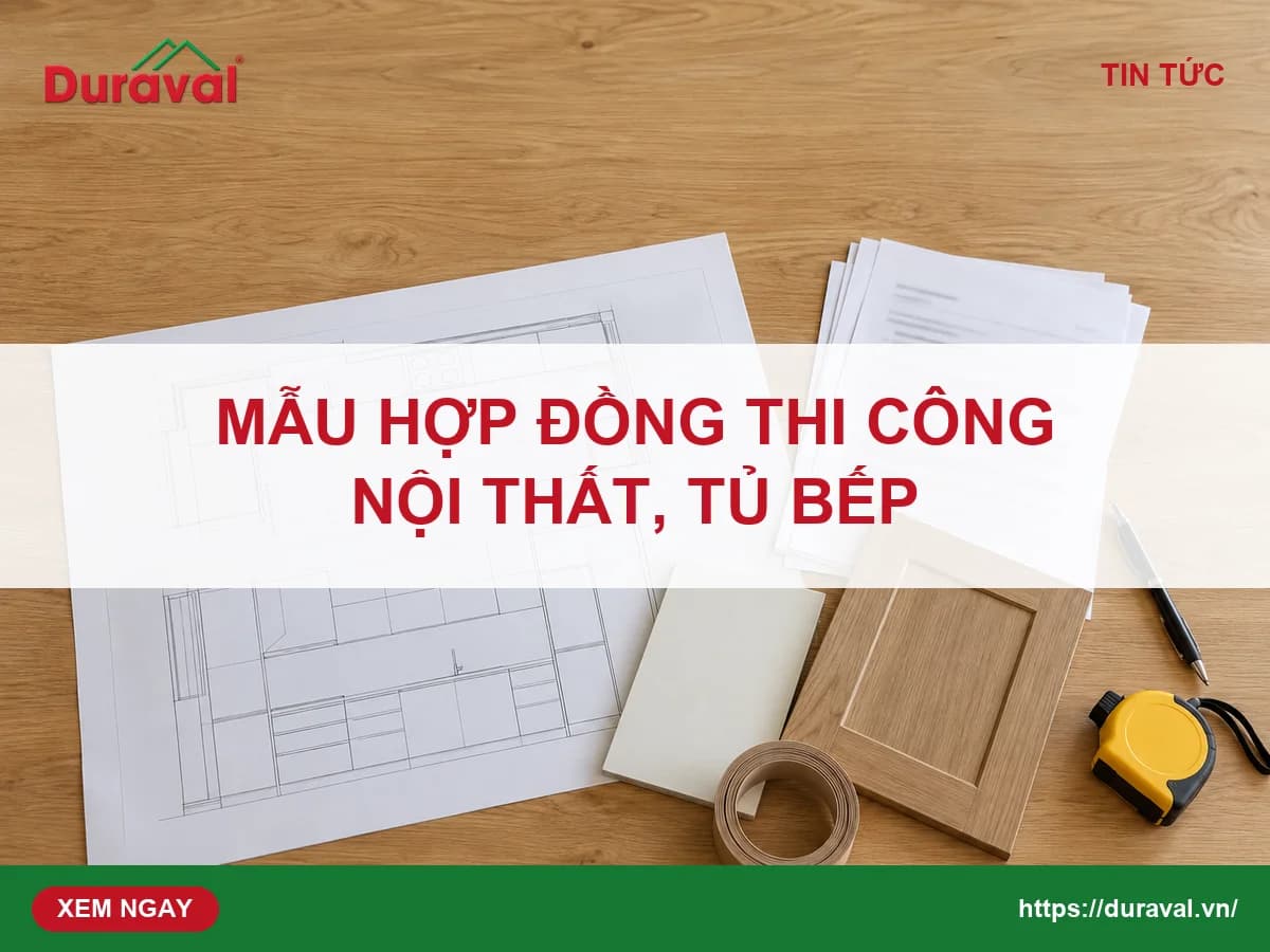 Mẫu hợp đồng thi công nội thất, tủ bếp: bản vẽ, mẫu cánh và giấy hợp đồng trên bàn